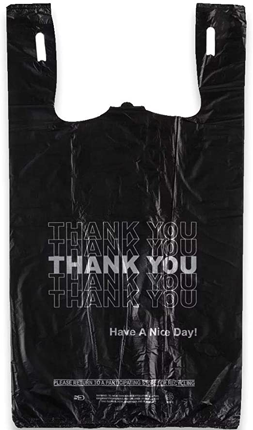 Black Heavy Thank You Bag  11.5x6.5x21, (750) 