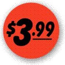 $3.99 Circle Redglo Label 
(1000)