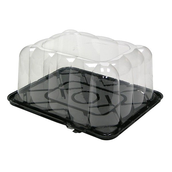 1/8 Black Sheetcake Container  Base/ Clear Dome (50)