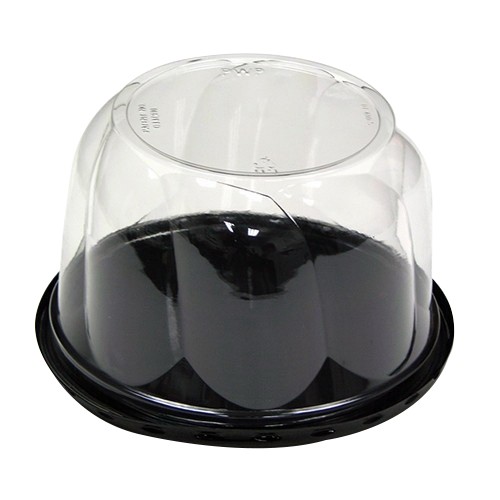 8&quot; Black Round Cake  Container/Clear HI Dome (100)