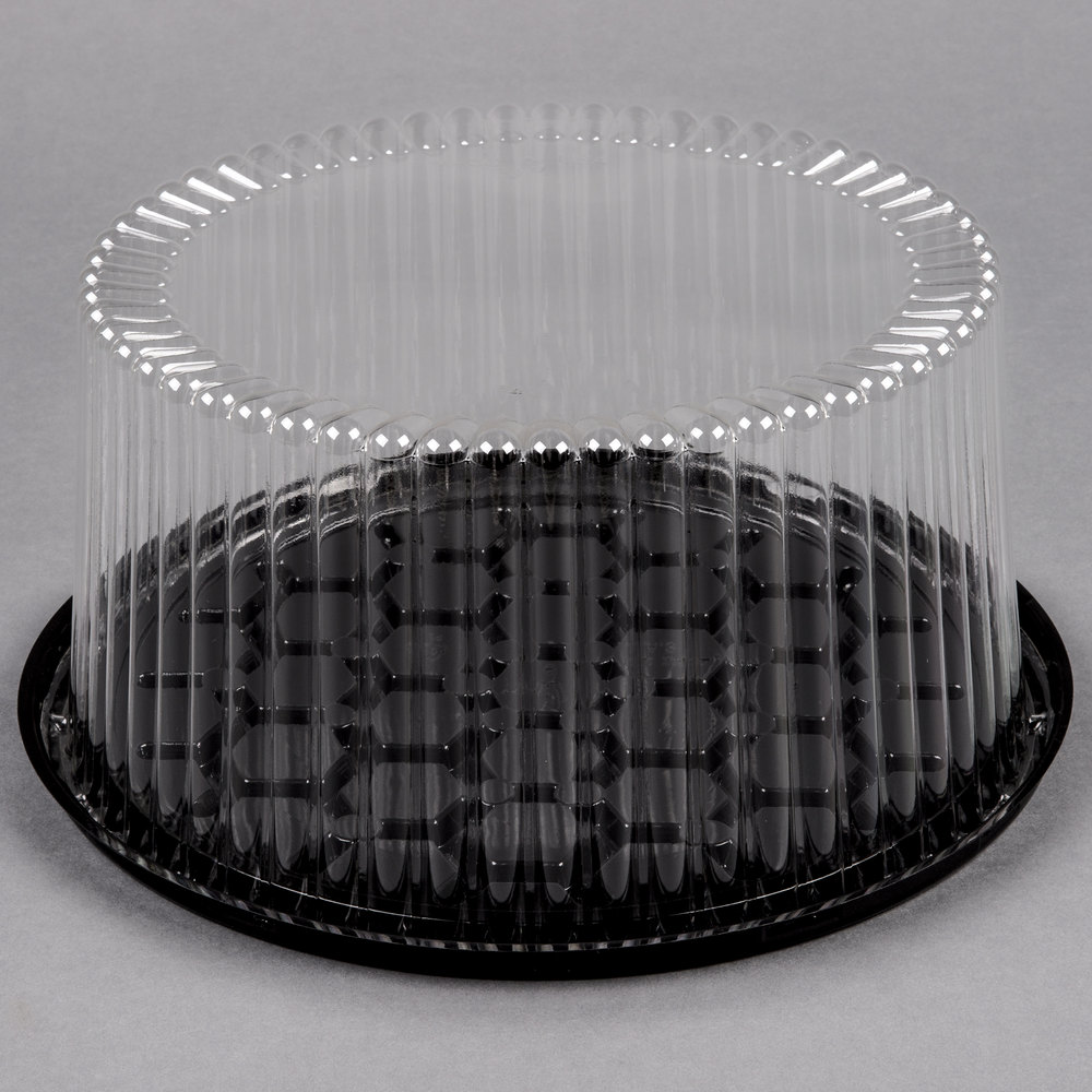 9&quot; Black Round Cake  Container/Clear High Dome (80)
