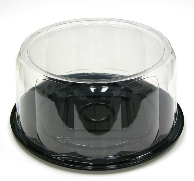 9&quot; Black Round Cake  Container/Clear Low Dome (80)