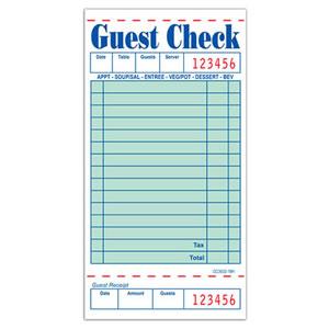 Guest Check 1-Part with Tab 15 Lines Green 3.5&quot; x 6.75&quot;