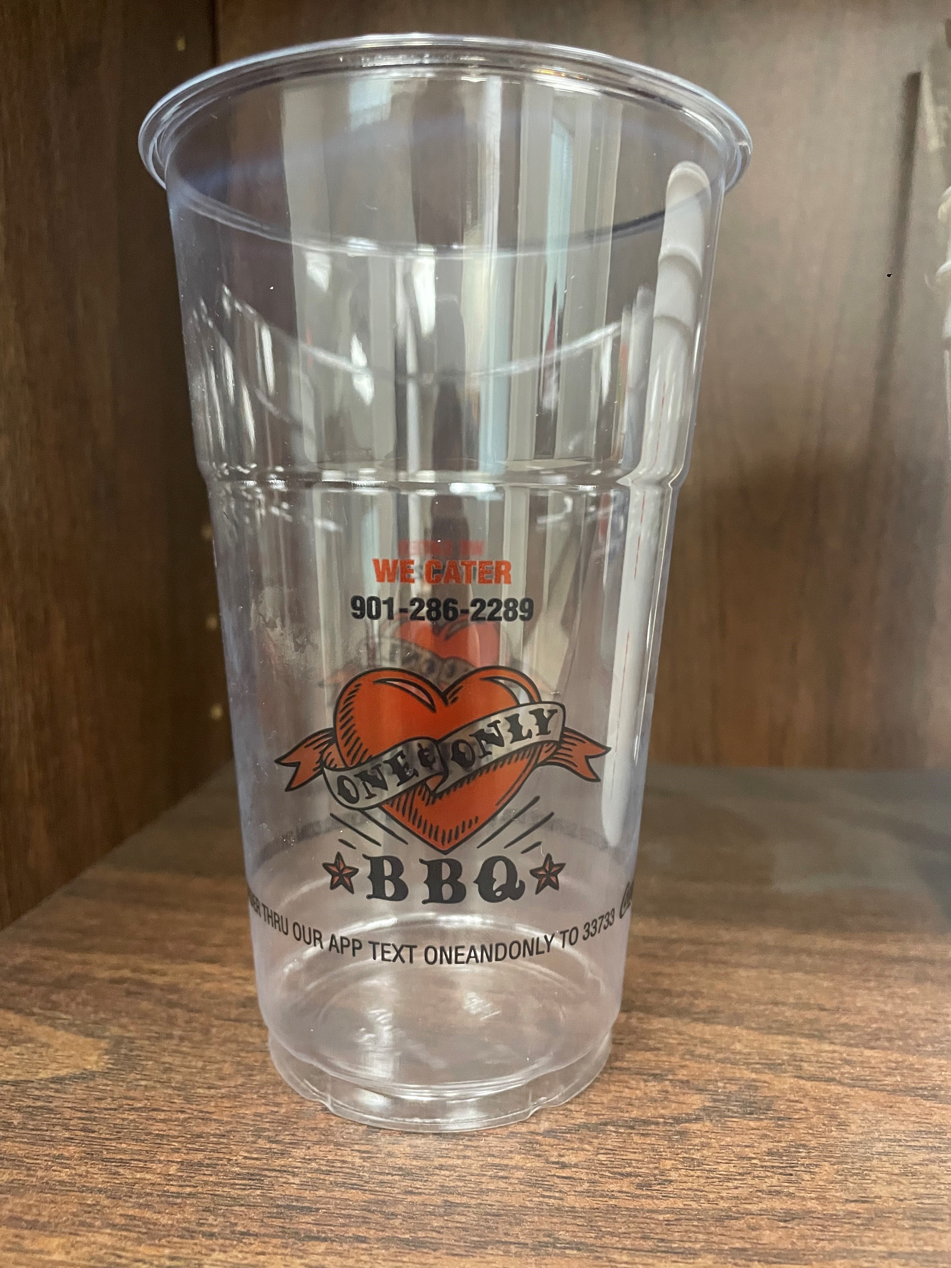 &quot;One &amp; Only BBQ&quot; 24oz PET  CLEAR CUP (600)