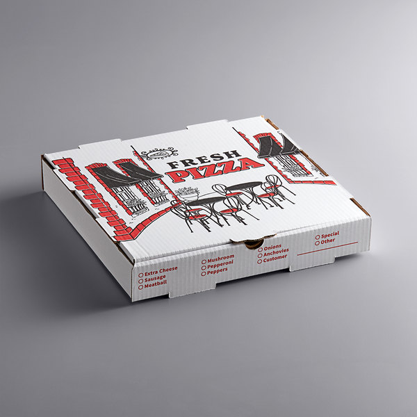 12&quot;stock print pizza box white  corrugated(50)