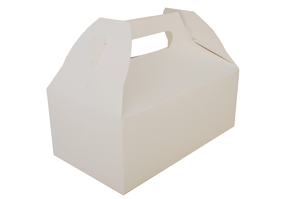 White Small Handle Barn Box  9x5x3.5 (250)