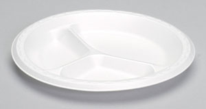 9&quot; White Laminated 3 Comp Foam Plate (500)