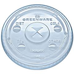 Lid, Clear Flat Straw Slot, for Greenware 9, 12, 20oz Cups