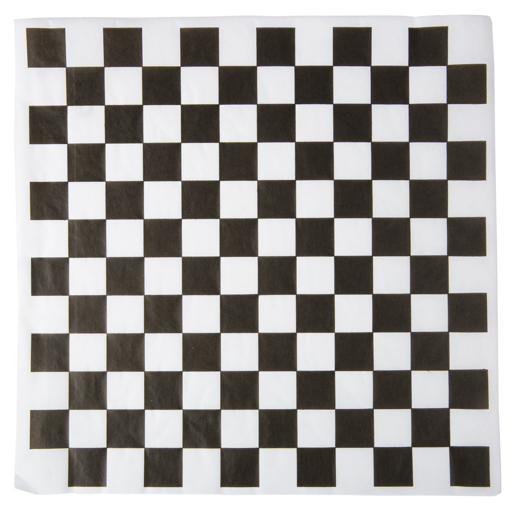 12&quot; x 12&quot; Black Checkered Paper Greaseproof (1000)