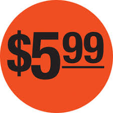 $5.99 Circle Redglo Label (1000)
