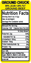 &quot;80/20% Ground Beef&quot; Label (Roll)