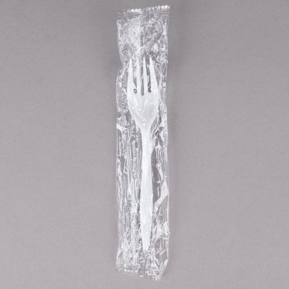 Fork Med Wrapped White  Polypropylene 