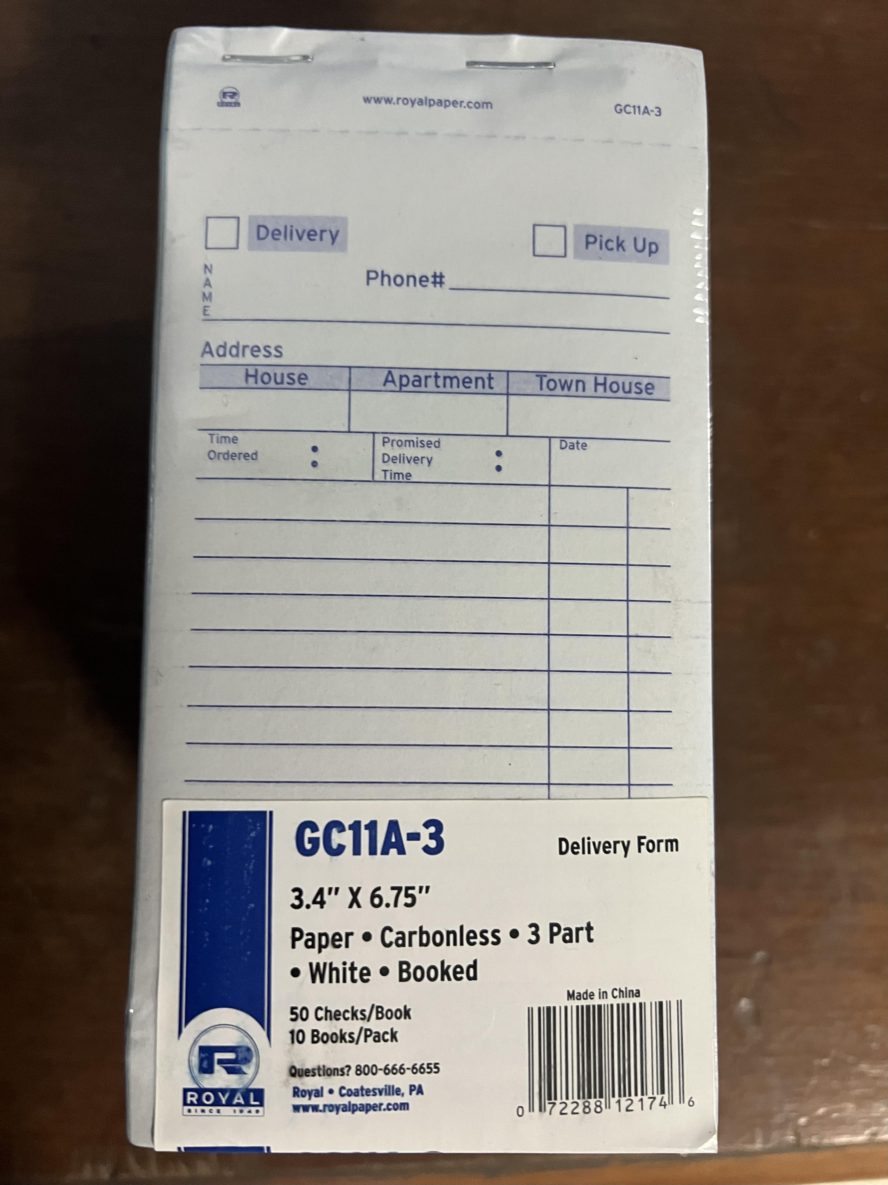 GC11A-BK 3 part Guest Check (50/50)